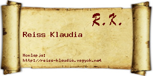Reiss Klaudia névjegykártya